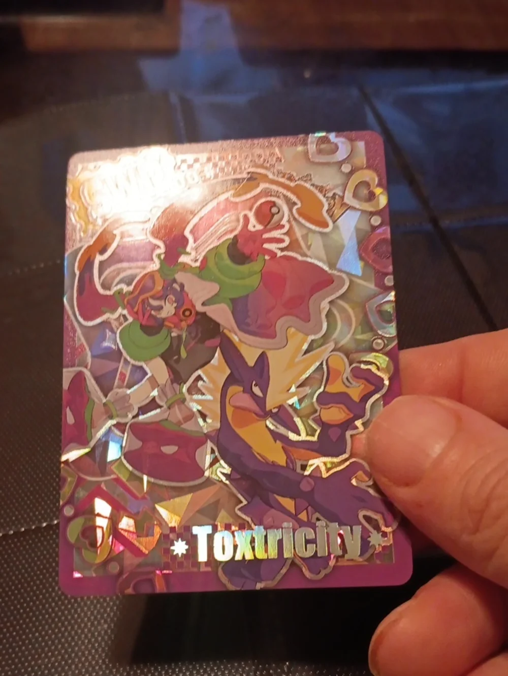 Pokemon Toxtricity Holo Trading Card Purple Green Pink Accents